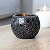 Black Crackle Candle Holder