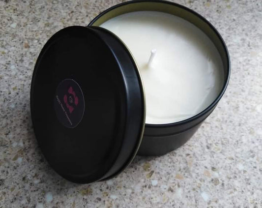 Baby Powder 8oz Black Tin Candle