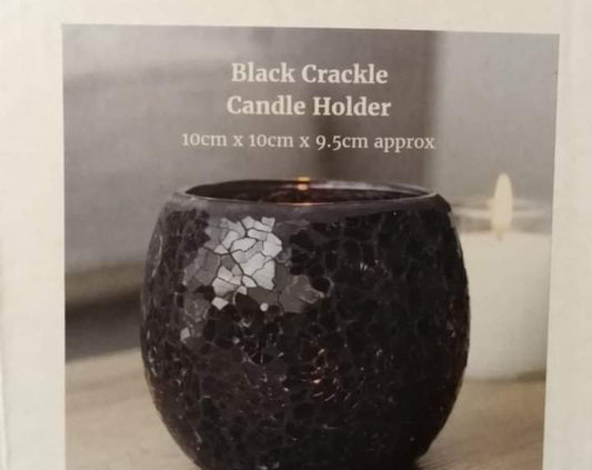 Black Crackle Candle Holder